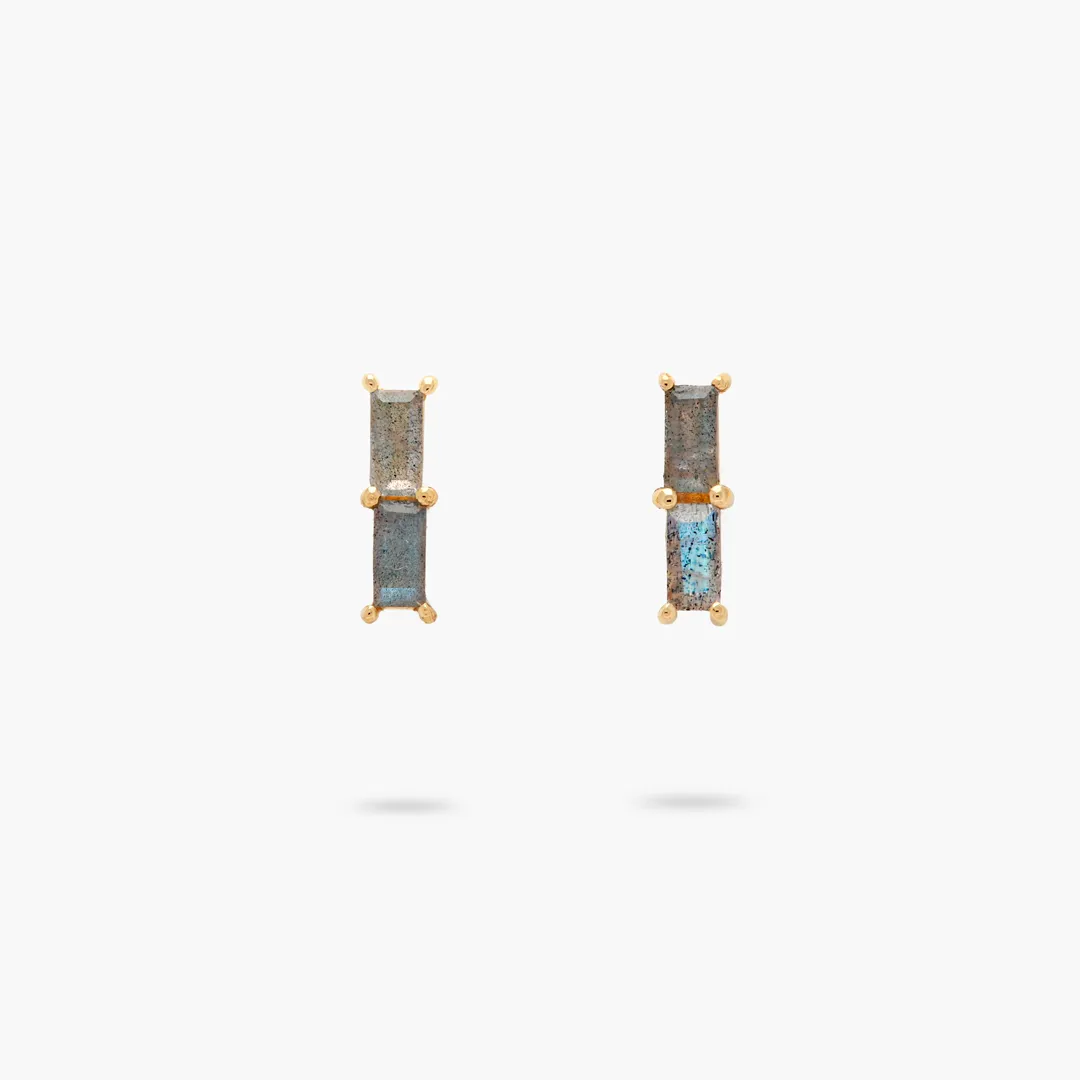 Amare Wear Mini Baguette Labradorite Studs