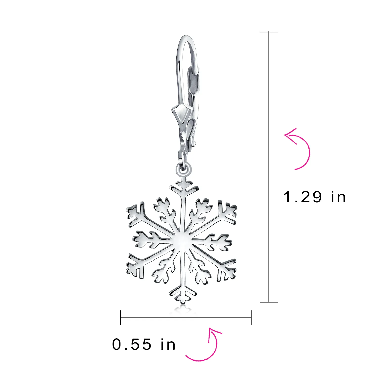 Classic Christmas Snowflake Dangle Earrings in  Sterling Silver Leverback