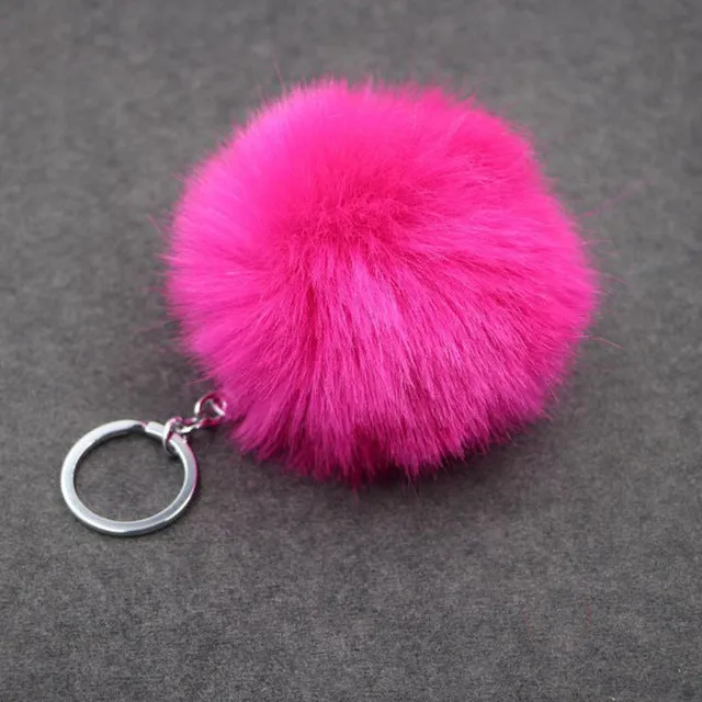 Lovely Fluffy Rabbit Ear Fur Ball Key Chain Rings Pendant Cute Pompom Artificial Rabbit Fur Keychain Women Car Bag Key Ring